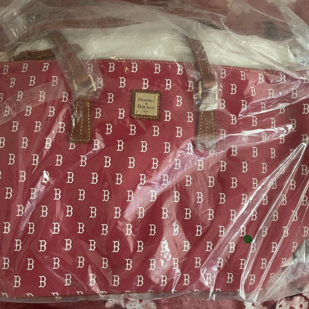 Dooney & Bourke red Tote with Logo Pattern